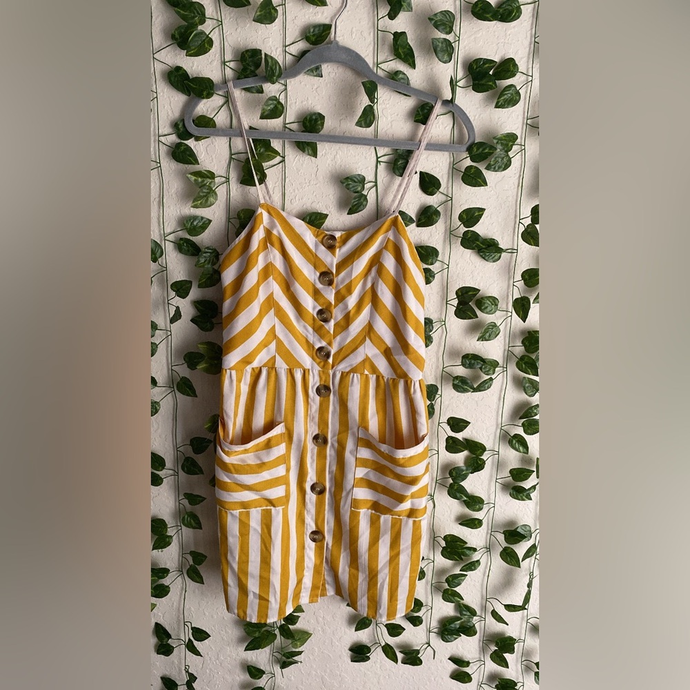 Yellow and White Striped Button-Down Dress